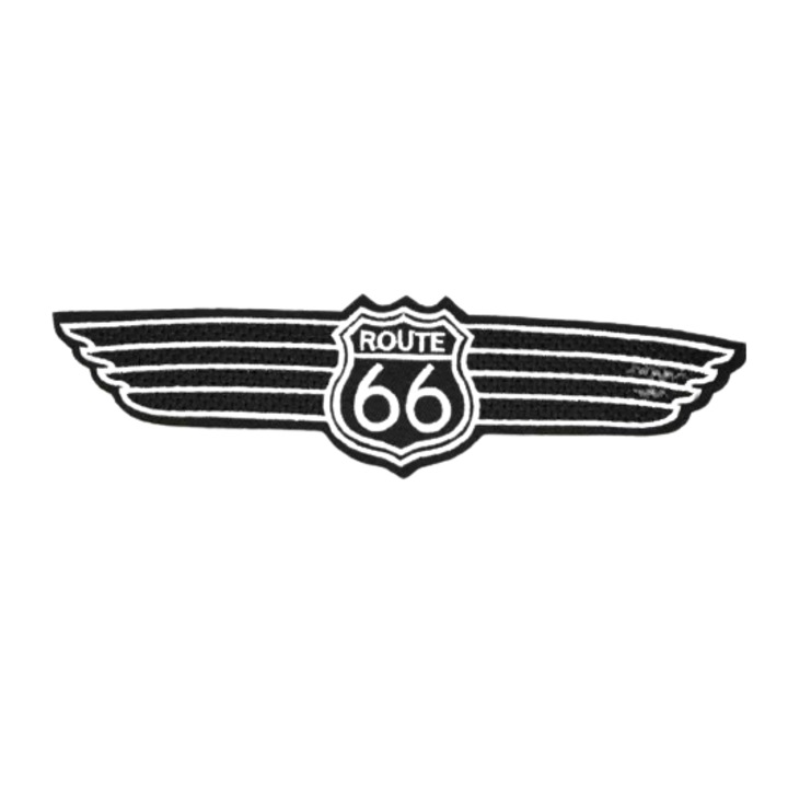 Petic textil Route 66, 20,5x5 cm, Alb/Negru