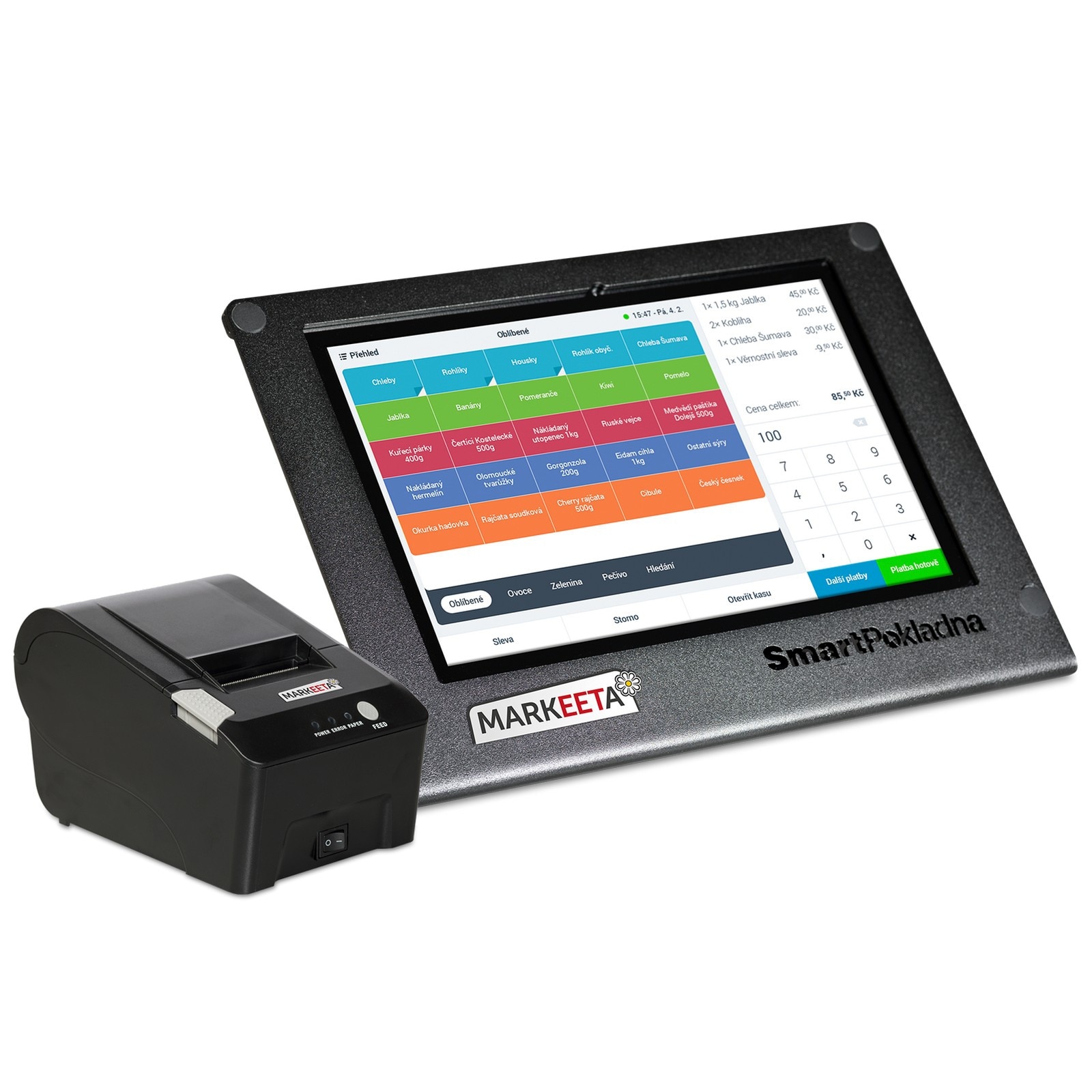 Sistem POS SMP-01 Tableta 10″ cu suport metalic Android 6.0, GPS ,4G si Imprimanta termica pentru bonuri