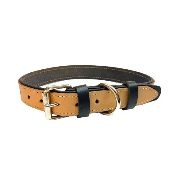 Zgarda caine talie medie, Bencomplex, 2,5x58 cm, piele naturala dubla