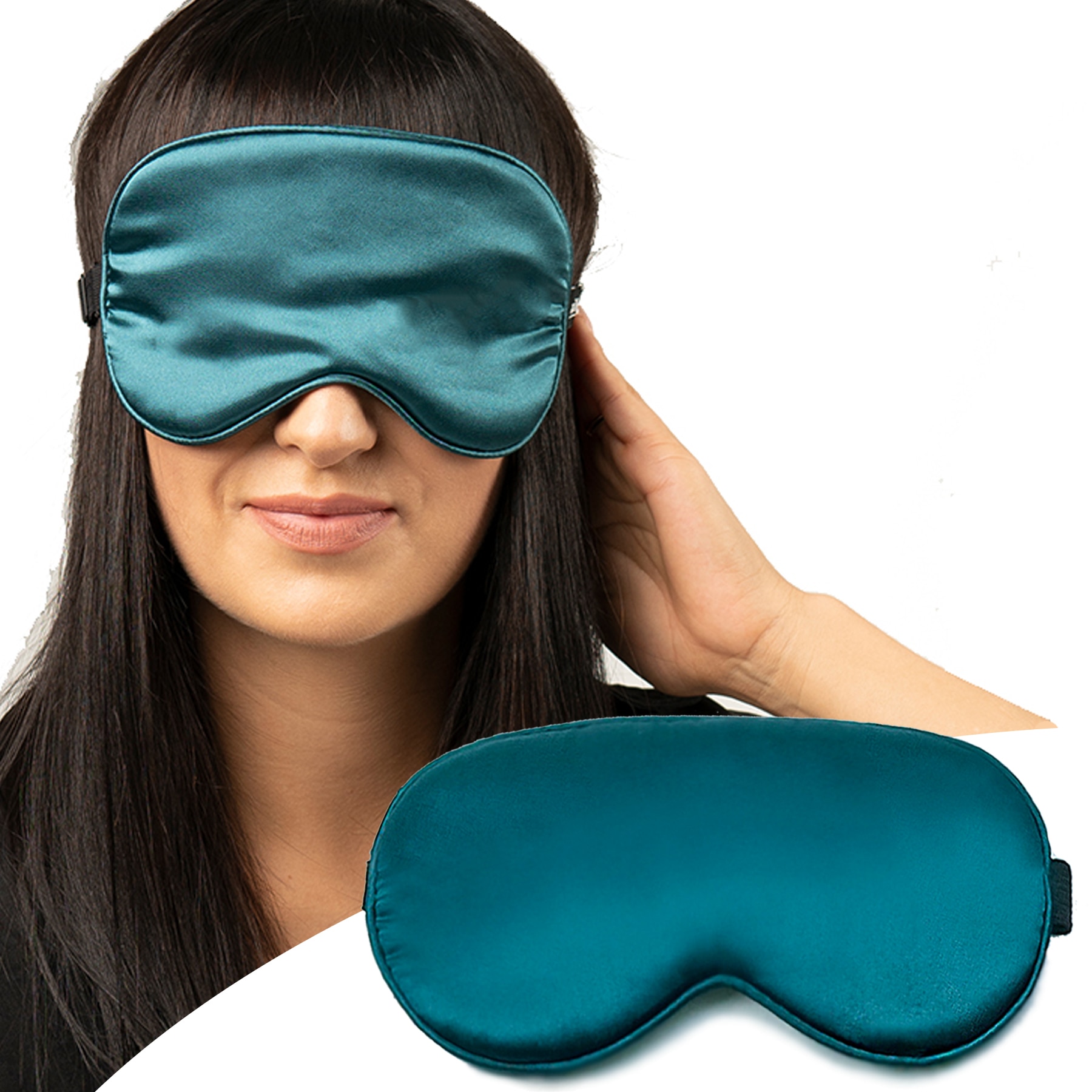 Masca de Dormit din Matase cu Reglementare, Sleep Mask, Curea Elastica, Culoare Verde inchis - eMAG.ro