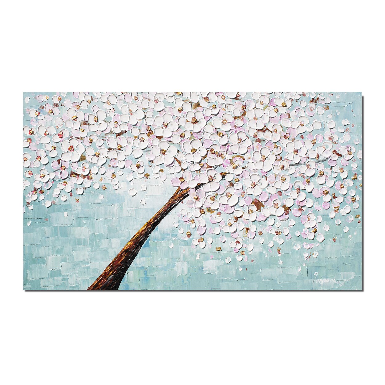 Tablou pictat manual, Artnova - Primavara in casa mea (5) - 120x70cm pictura ulei pe panza in cutit efect 3D