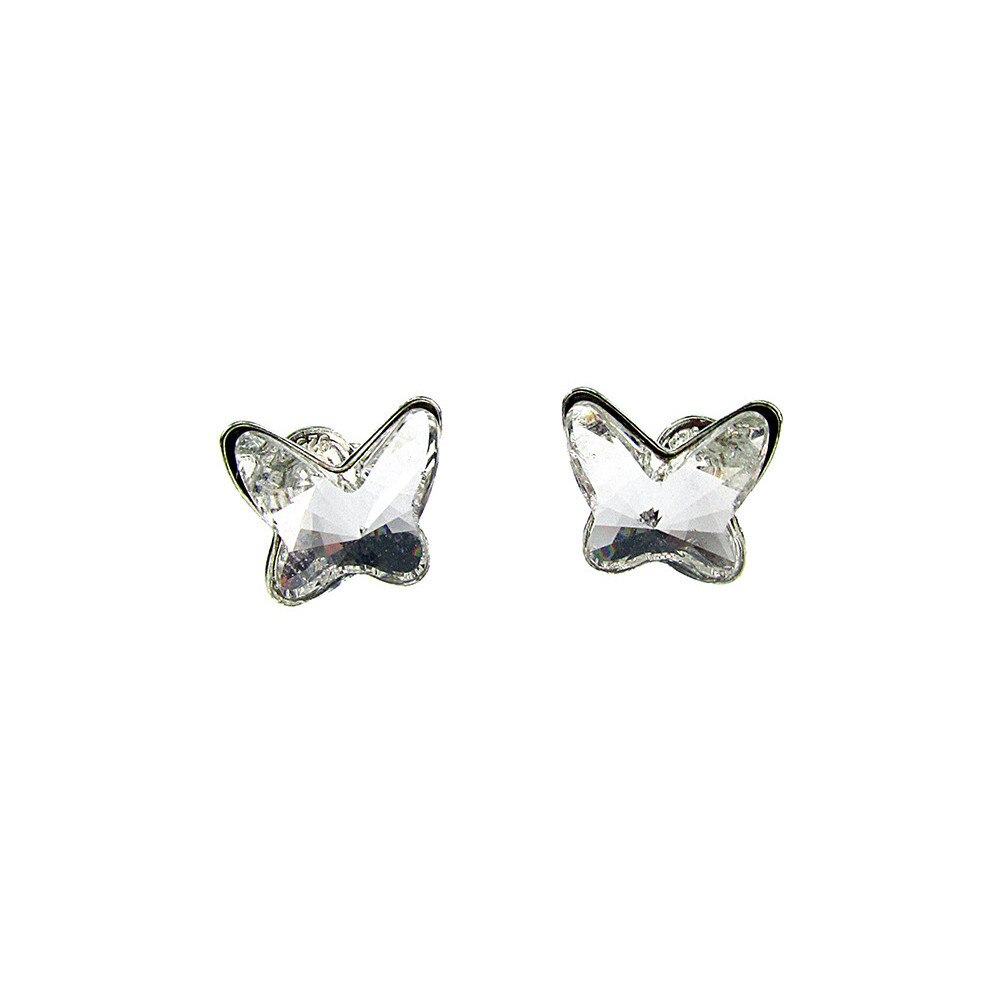 Cercei argint fluturi Swarovski cristal transparent 8 MM
