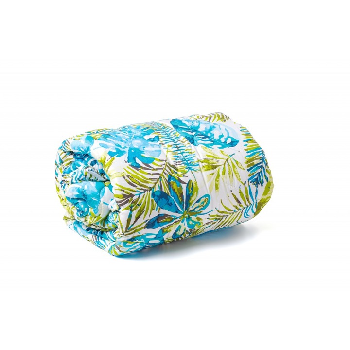 Pilota Imprimata, model floral, densitate 250 g/m², bleu/verde, 180 x 210 cm