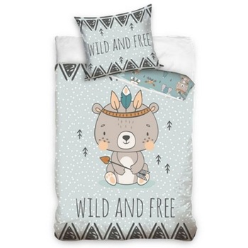 Set Lenjerie de pat Carbotex, Ursulet (indian), bumbac, 140x200cm Set Lenjerie de pat Carbotex, Ursulet (indian), bumbac, 140x200cm