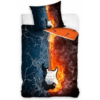 Set Lenjerie de pat Carbotex, Chitara, bumbac, 140x200cm Set Lenjerie de pat Carbotex, Chitara, bumbac, 140x200cm