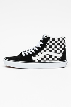 Vans, Pantofi sport inalti cu insertii de piele intoarsa SK8, Negru/Alb Vans, Pantofi sport inalti cu insertii de piele intoarsa SK8, Negru/Alb