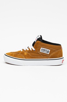 Vans, Pantofi sport de piele intoarsa si material textil Skate Half Cab '92, Galben sofran Vans, Pantofi sport de piele intoarsa si material textil Skate Half Cab '92, Galben sofran