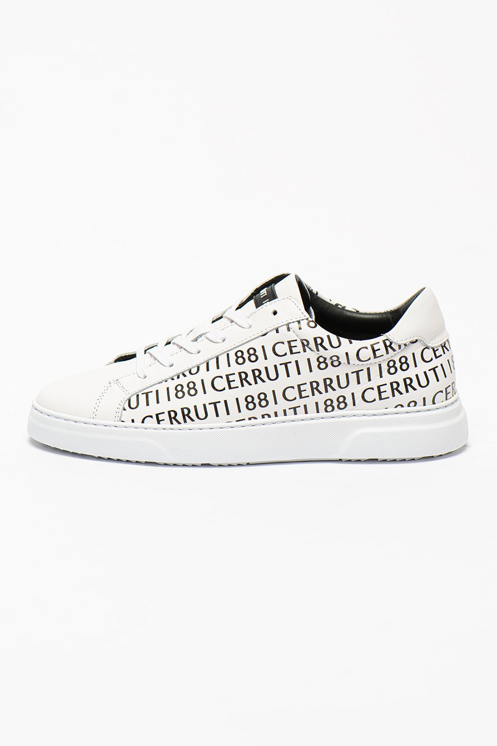 Cerruti 1881, Pantofi sport din piele cu model logo, Alb/Negru