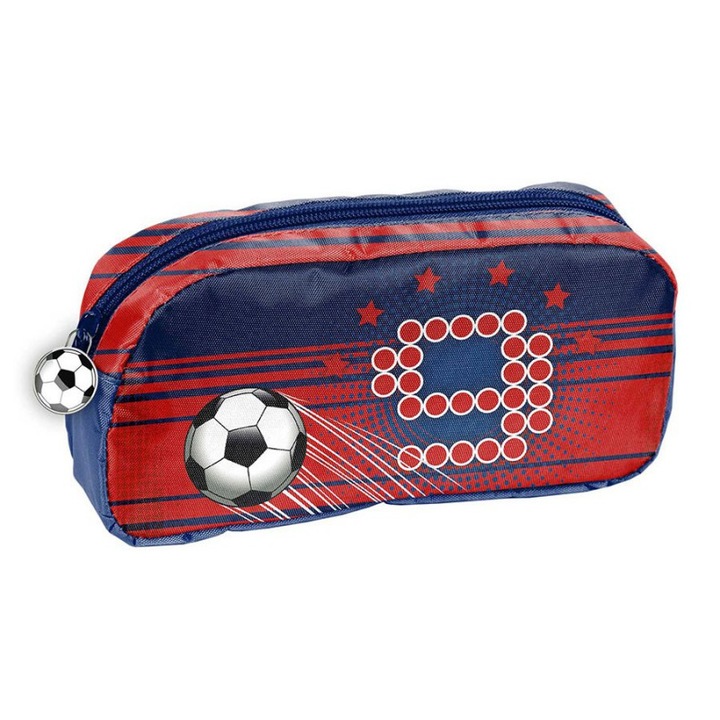Penar dreptunghiular Football, 1 compartiment 20x10x4 cm Rosu/Albastru
