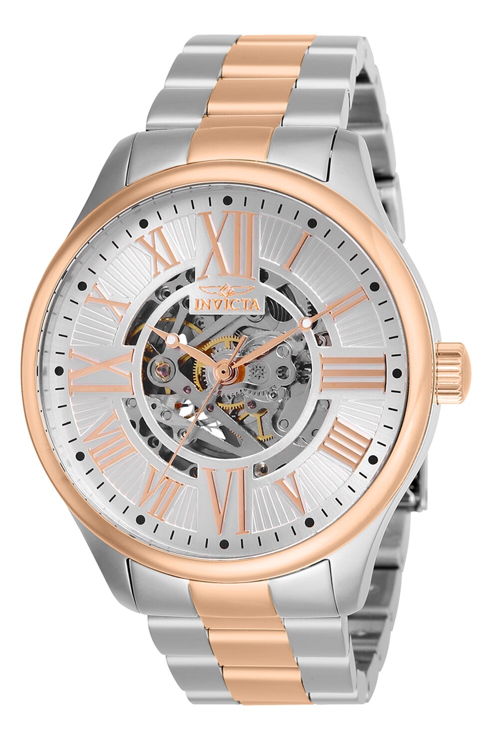 Invicta, Ceas automatic cu model bicolor, Argintiu/Auriu rose