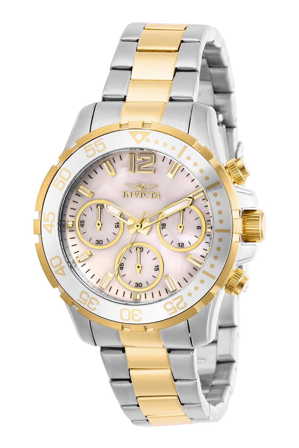 Invicta, Ceas cronograf in doua nuante, Argintiu/Auriu