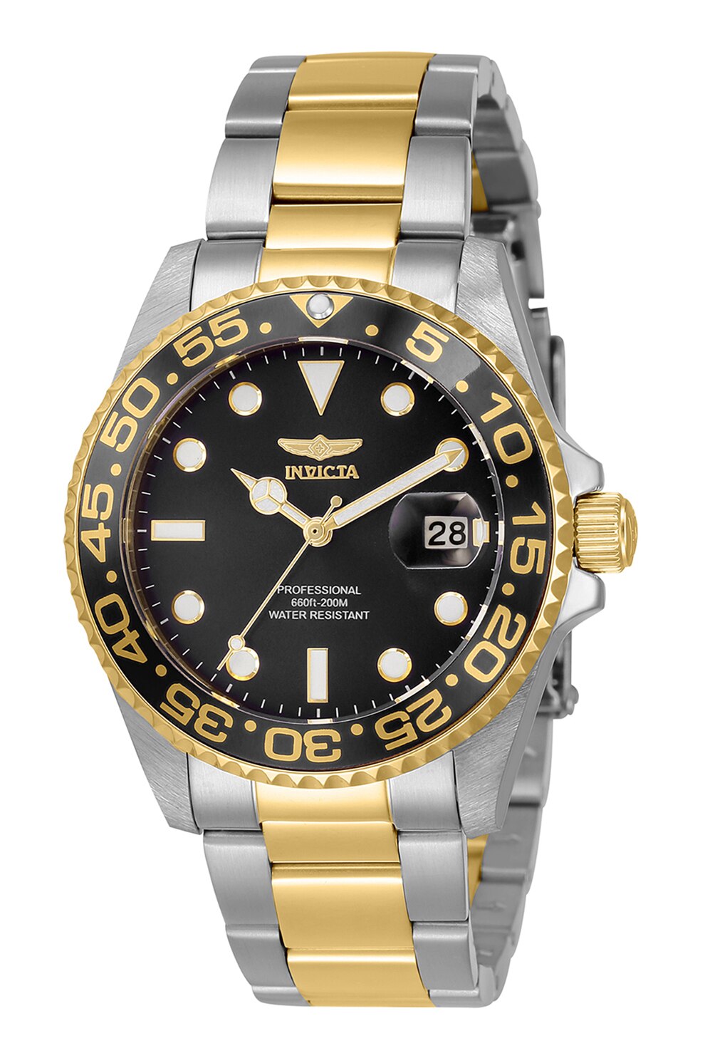 Invicta, Ceas quartz in doua nuante cu bratara metalica, Argintiu/Auriu