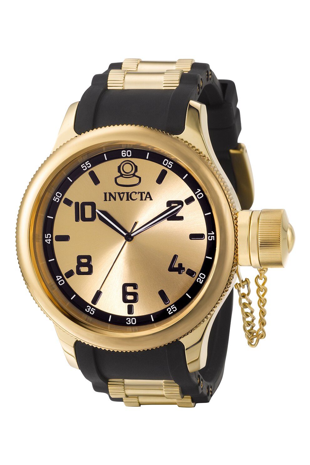 Invicta, Ceas quartz cu detaliu din lant, Negru/Auriu