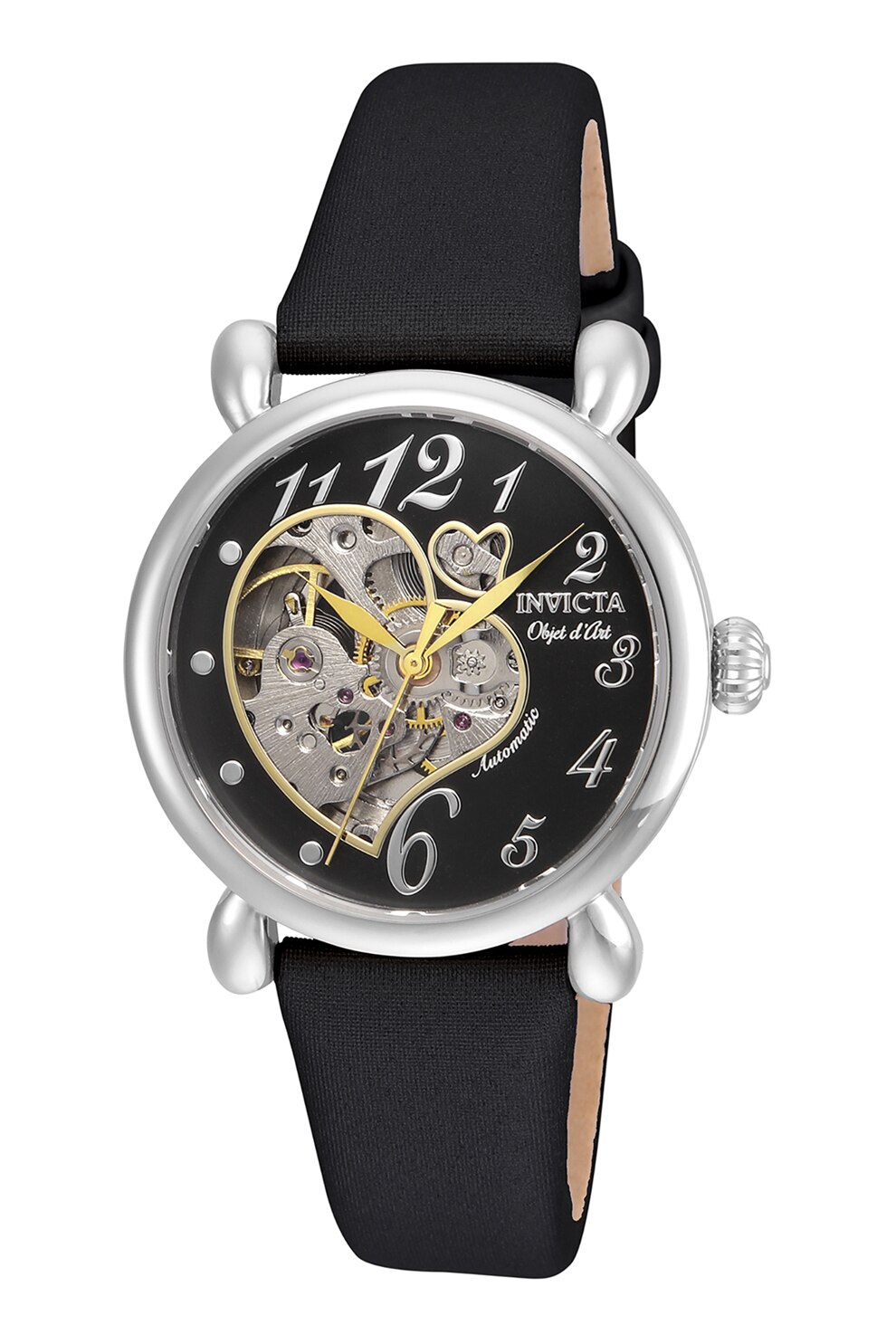 Invicta, Ceas automatic din otel inoxidabil cu cadran partial vizibil, Negru