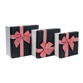 Set 3 cutii patrate, alb-negru / CD 4825-1 Set 3 cutii patrate, alb-negru / CD 4825-1