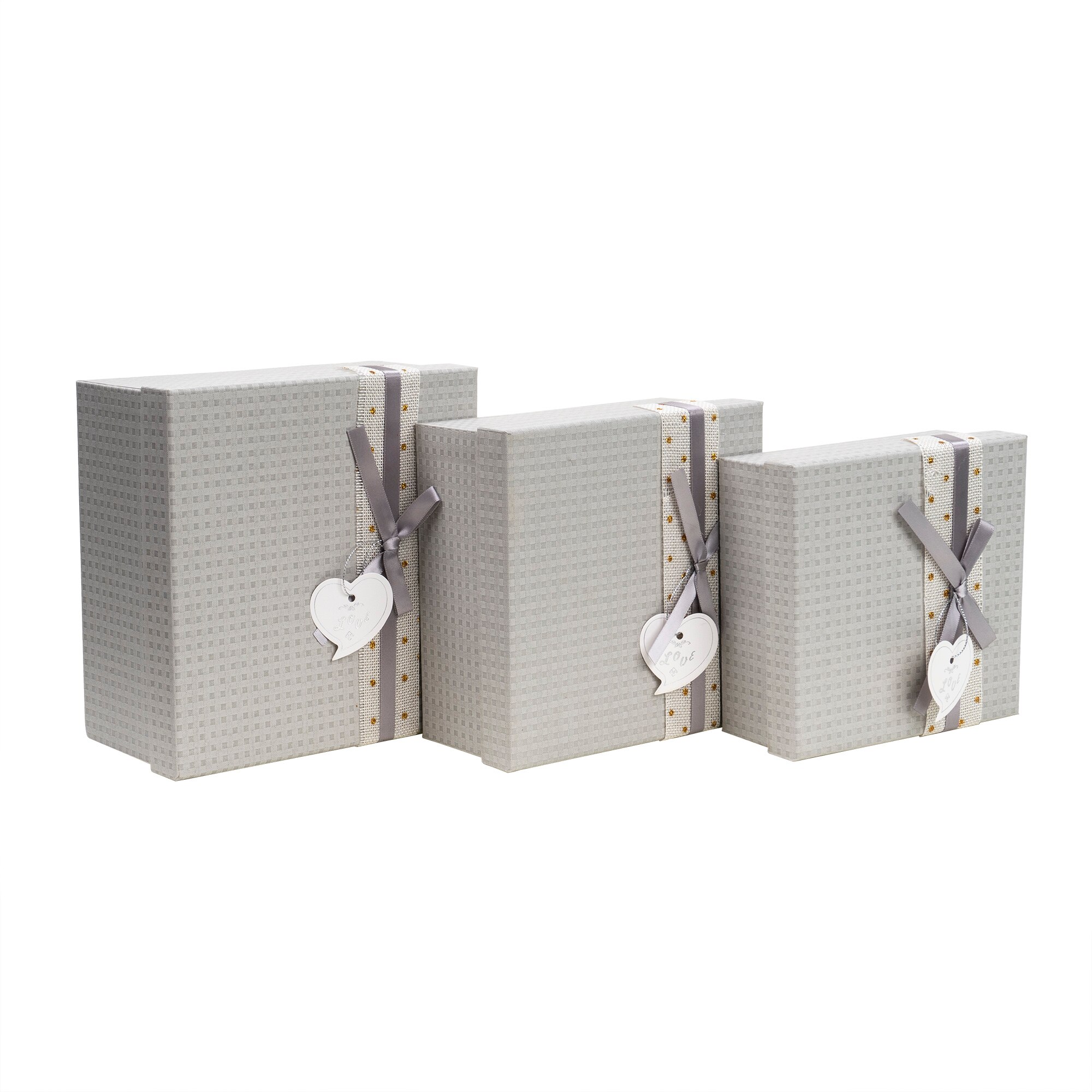 Set 3 cutii patrate, gri / CD 4825-4