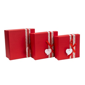 Set 3 cutii patrate, rosu / CD 4825-5 Set 3 cutii patrate, rosu / CD 4825-5