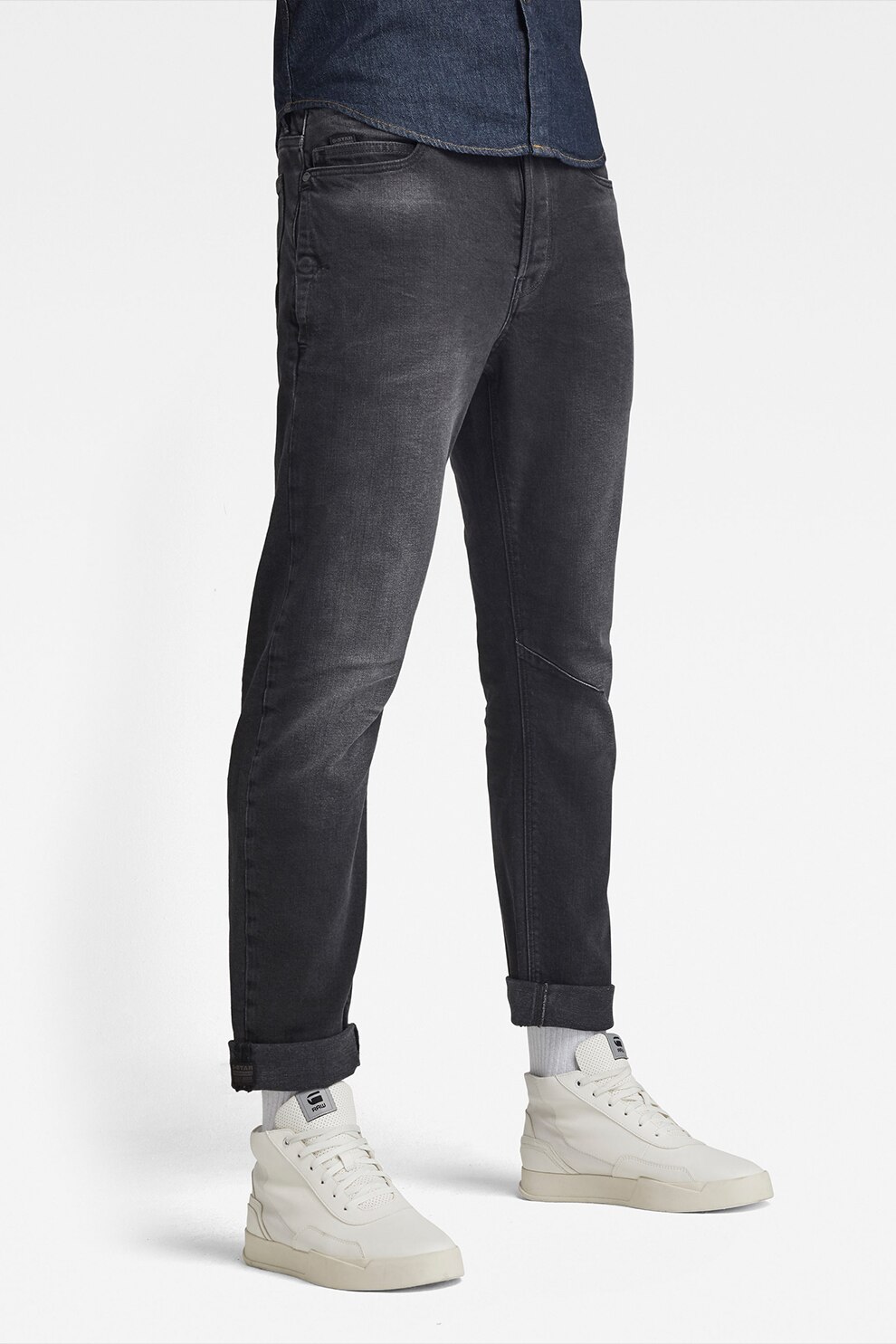 G-Star RAW, Blugi conici cu 5 buzunare, Gri carbune