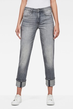 G-Star RAW, Blugi cu croiala dreapta, talie inalta si aspect decolorat, Gri G-Star RAW, Blugi cu croiala dreapta, talie inalta si aspect decolorat, Gri