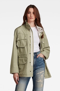 G-Star RAW, Jacheta cu gluga, fermoar si buzunare, Verde G-Star RAW, Jacheta cu gluga, fermoar si buzunare, Verde