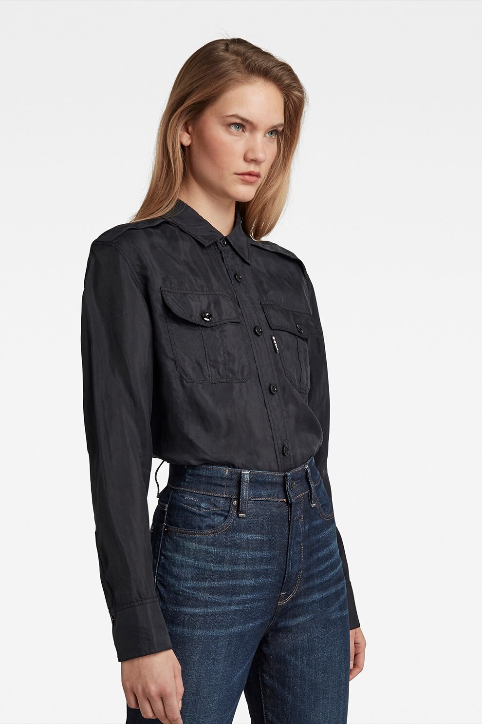 G-Star RAW, Camasa regular fit din lyocell, Negru