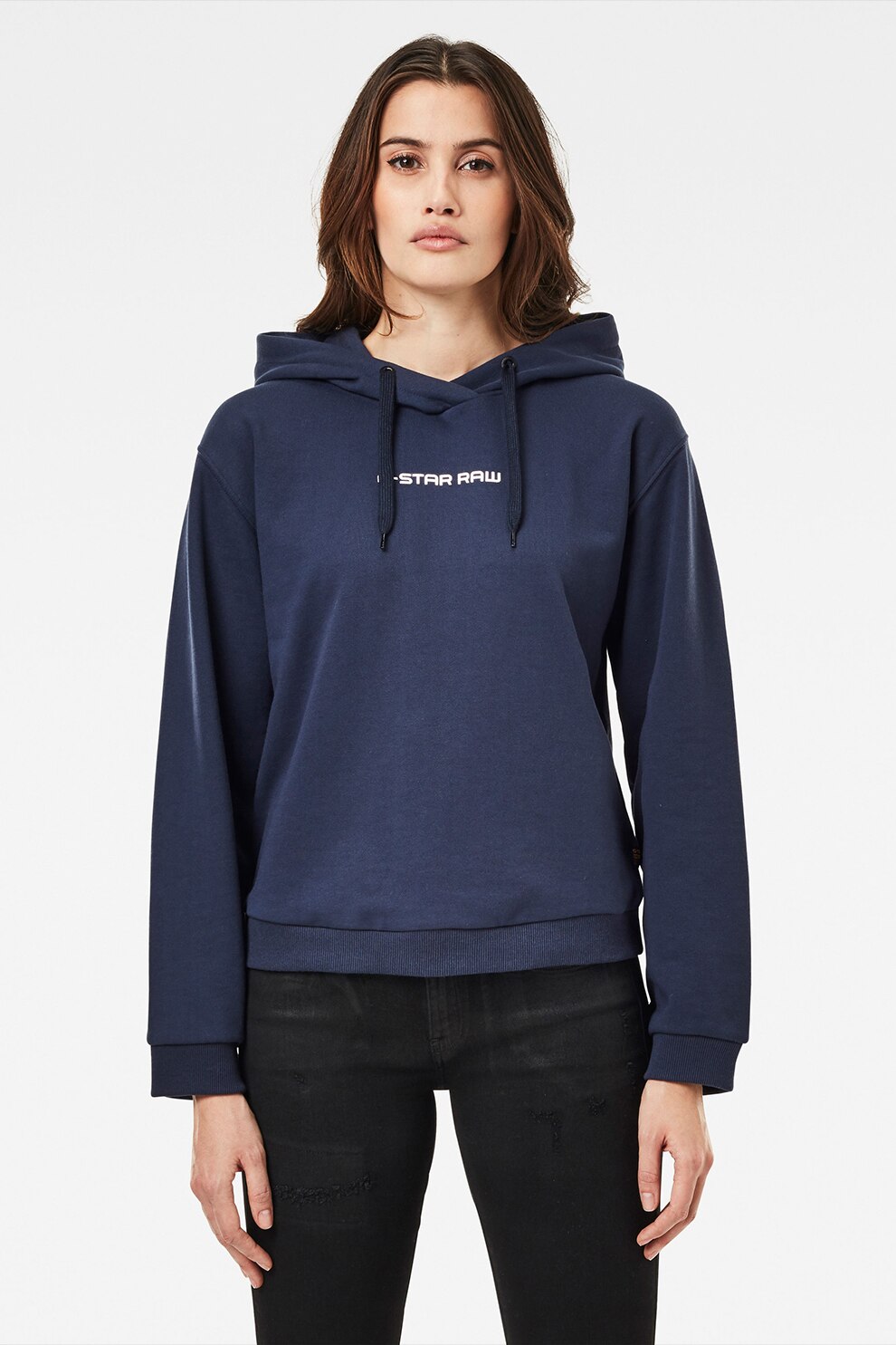 G-Star RAW, Hanorac cu snur de ajustare si maneci cazute, Bleumarin