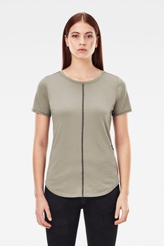 G-Star RAW, Tricou slim fit din bumbac organic cu snur de ajustare pe partea din spate, Verde feriga G-Star RAW, Tricou slim fit din bumbac organic cu snur de ajustare pe partea din spate, Verde feriga