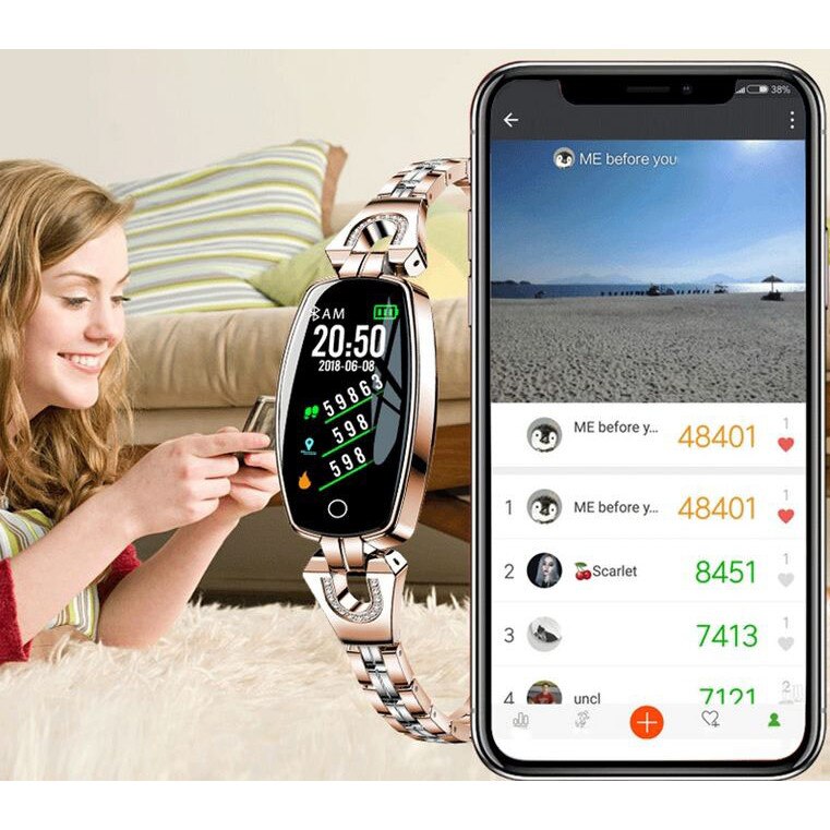 Часовник H8 Smartwatch, модна смарт фитнес гривна, мониторинг на пулса ...