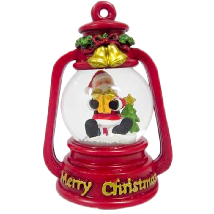 Glob Lichid Craciun, Mos Craciun, Rosu, Sticla, 4.5x6cm