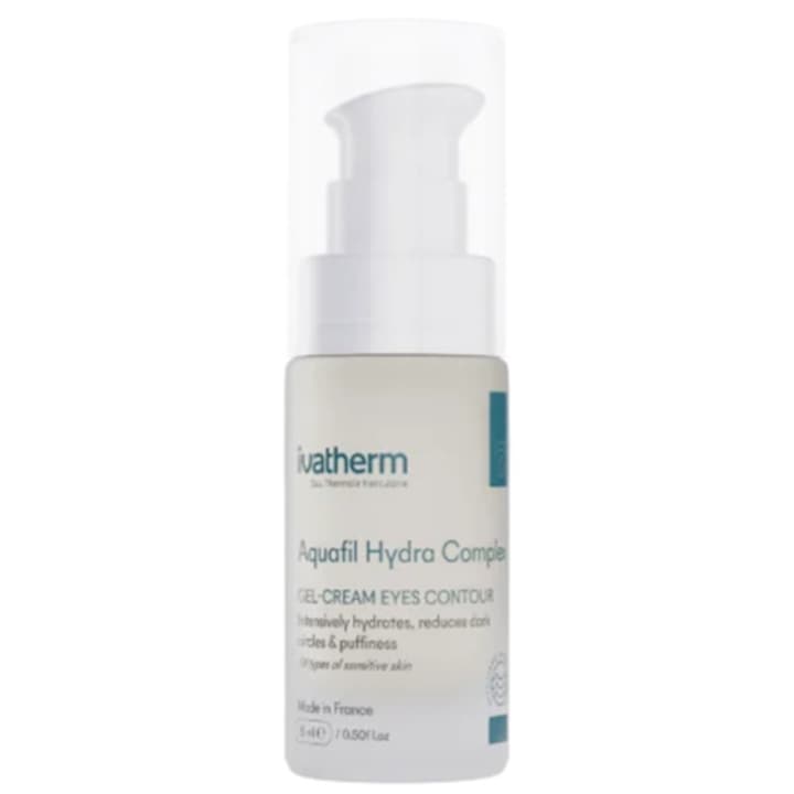 Crema hidratanta contur ochi Aquafil Hydra Complex Gel, Ivatherm, cu acid hialuronic si peptide, efect regenerator, 15ml