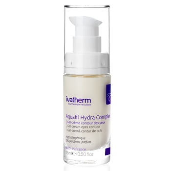 Crema hidratanta contur ochi Aquafil Hydra Complex Gel, Ivatherm, cu acid hialuronic si peptide, efect regenerator, 15ml Crema hidratanta contur ochi Aquafil Hydra Complex Gel, Ivatherm, cu acid hialuronic si peptide, efect regenerator, 15ml