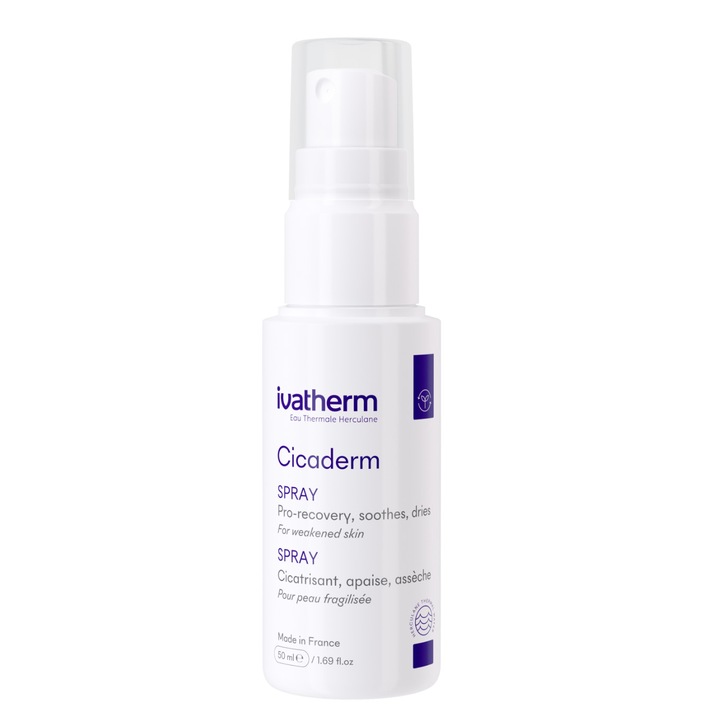 Spray reparator Cicadrem, Ivatherm, pentru rani si leziuni umede, cu efect calmant si cicatrizant, 50 ml