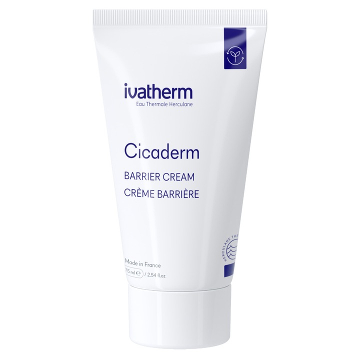 Crema bariera Cicaderm, Ivatherm, cu efect calmant pentru pielea sensibilizata, dermatita de contact, iritatii, 75 ml