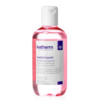 Gel curatare calmant Ivadermaseb, Ivatherm, pentru pielea cu roseata, scuame 250 ml Gel curatare calmant Ivadermaseb, Ivatherm, pentru pielea cu roseata, scuame 250 ml