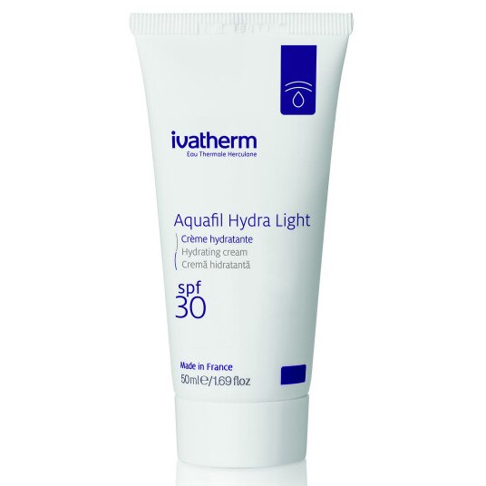 Crema hidratanta Aquafil Hydra Light, Ivatherm, cu protectie solara SPF 30, pentru pielea sensibila, 50 ml