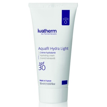 Crema hidratanta Aquafil Hydra Light, Ivatherm, cu protectie solara SPF 30, pentru pielea sensibila, 50 ml Crema hidratanta Aquafil Hydra Light, Ivatherm, cu protectie solara SPF 30, pentru pielea sensibila, 50 ml