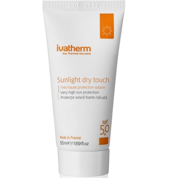 Crema protectie solara SPF 50+ Sunlight Dry Touch, Ivatherm, pentru piele mixta sau grasa, 50 ml Crema protectie solara SPF 50+ Sunlight Dry Touch, Ivatherm, pentru piele mixta sau grasa, 50 ml