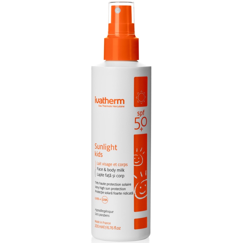 Lapte protectie solara SPF 50+ Sunlight, Ivatherm, pentru copii, efect hidratant, 200 ml