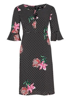 Rochie dama cu imprimeu floral, s.Oliver, Negru, 40 Rochie dama cu imprimeu floral, s.Oliver, Negru, 40