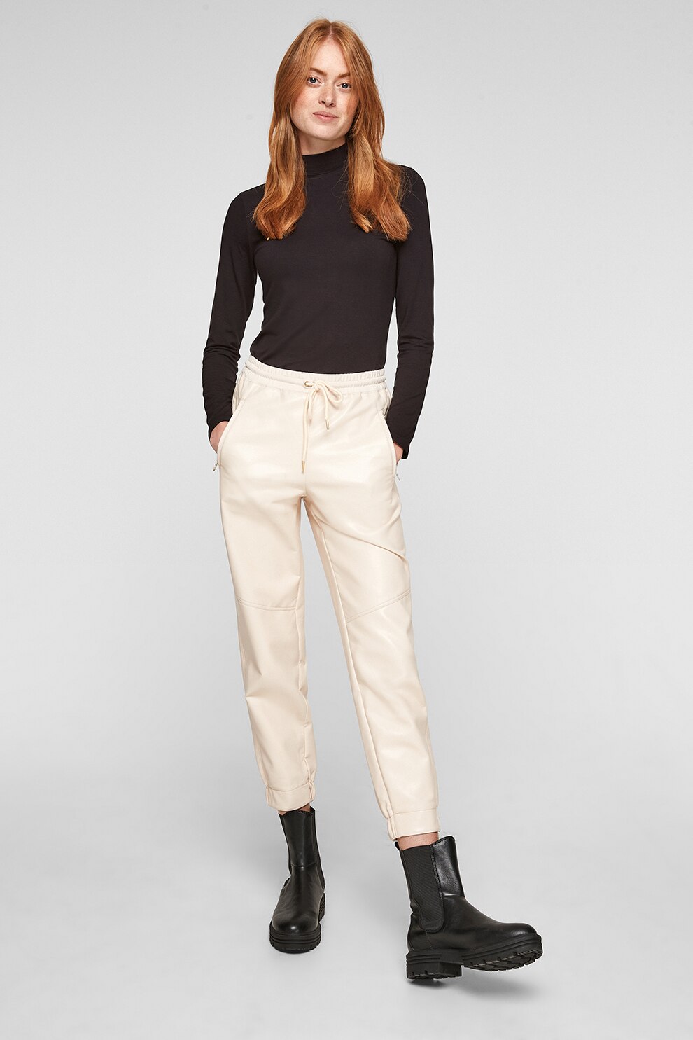 s.Oliver, Bluza cu guler mediu si fermoar pe partea din spate, Negru