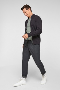 s.Oliver, Bluza din amestec de bumbac cu decolteu la baza gatului, Gri cenusa s.Oliver, Bluza din amestec de bumbac cu decolteu la baza gatului, Gri cenusa