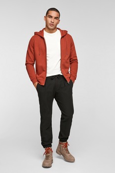 s.Oliver, Hanorac regular fit din amestec de bumbac cu fermoar, Rosu caramiziu s.Oliver, Hanorac regular fit din amestec de bumbac cu fermoar, Rosu caramiziu