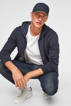 s.Oliver, Hanorac regular fit din amestec de bumbac cu fermoar, Bleumarin s.Oliver, Hanorac regular fit din amestec de bumbac cu fermoar, Bleumarin