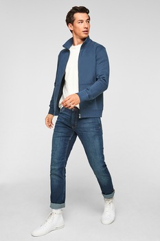 s.Oliver, Bluza sport regular fit din amestec de bumbac cu fermoar, Albastru inchis melange s.Oliver, Bluza sport regular fit din amestec de bumbac cu fermoar, Albastru inchis melange