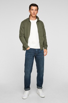 s.Oliver, Bluza sport regular fit din amestec de bumbac cu fermoar, Verde militar s.Oliver, Bluza sport regular fit din amestec de bumbac cu fermoar, Verde militar