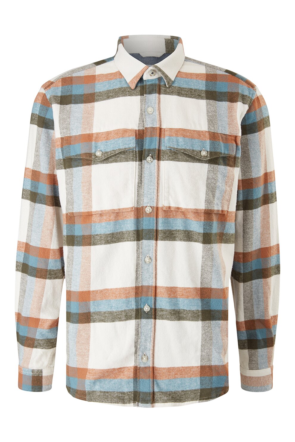 s.Oliver, Camasa regular fit de bumbac cu model in carouri, Bej/Maro/Albastru