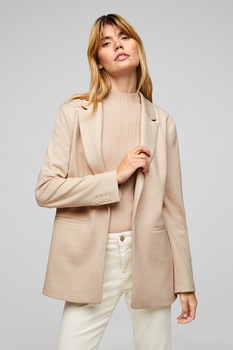 s.Oliver, Sacou regular fit cu revere decupate, Bej s.Oliver, Sacou regular fit cu revere decupate, Bej