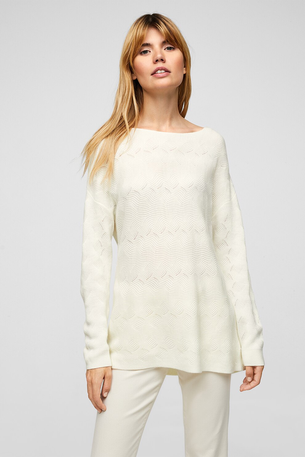 s.Oliver, Pulover lejer din amestec de lana, Alb