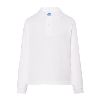 Bluza polo copii, maneca lunga, bumbac 100%, JHK Pique, Alb Bluza polo copii, maneca lunga, bumbac 100%, JHK Pique, Alb