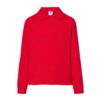 Bluza polo copii, maneca lunga, bumbac 100%, JHK Pique, Rosu Bluza polo copii, maneca lunga, bumbac 100%, JHK Pique, Rosu